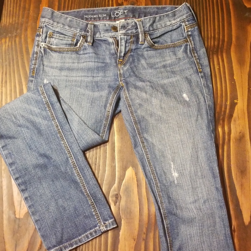 LOFT Modern Slim Distressed Jeans